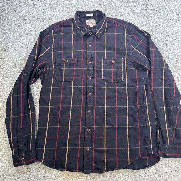 J Crew Shirt Mens XLT Blue Plaid Flannel Classic Midweight Double Brushed Casual - Picture 2 of 9